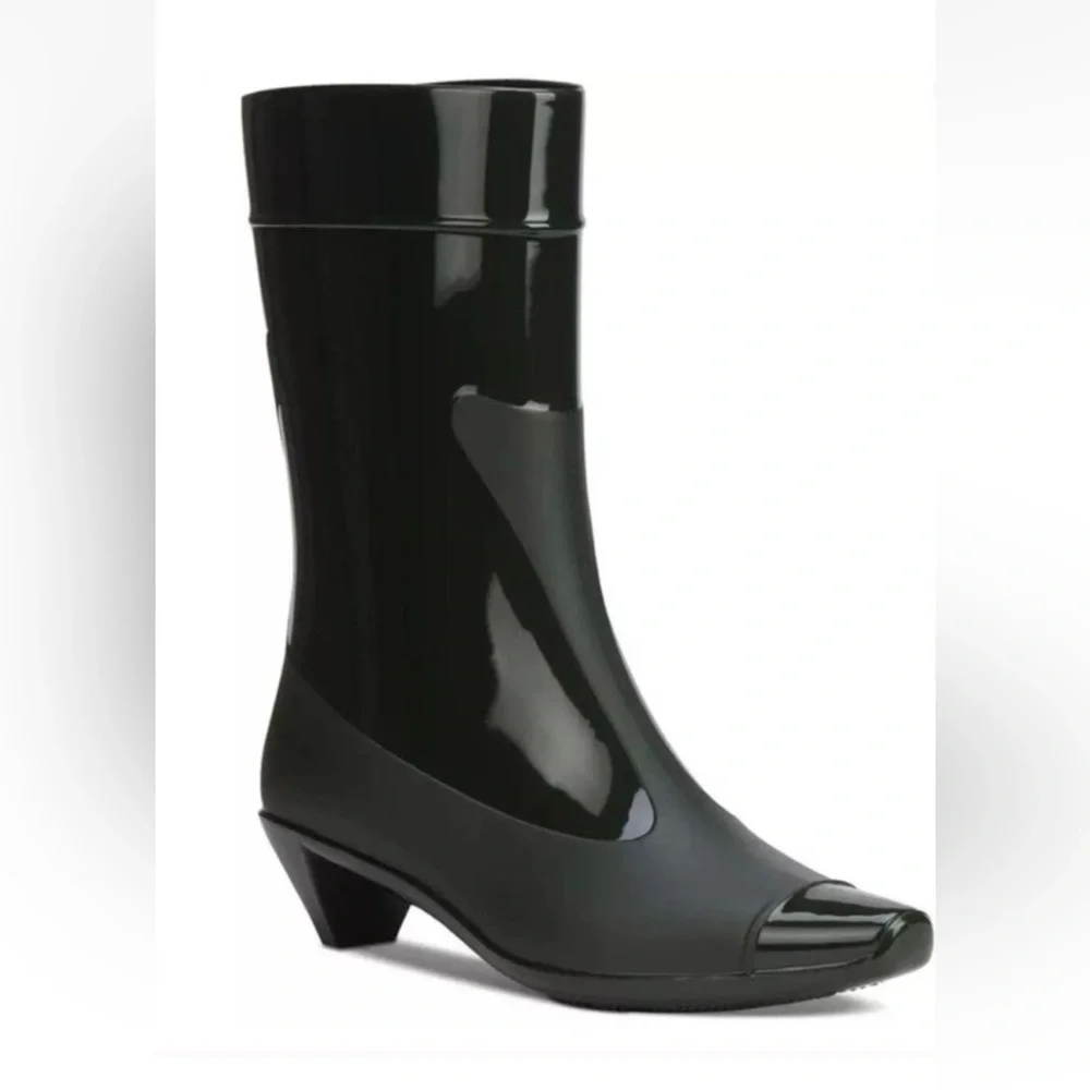 Jeffrey Campbell Black Glossy Short Rain Boots